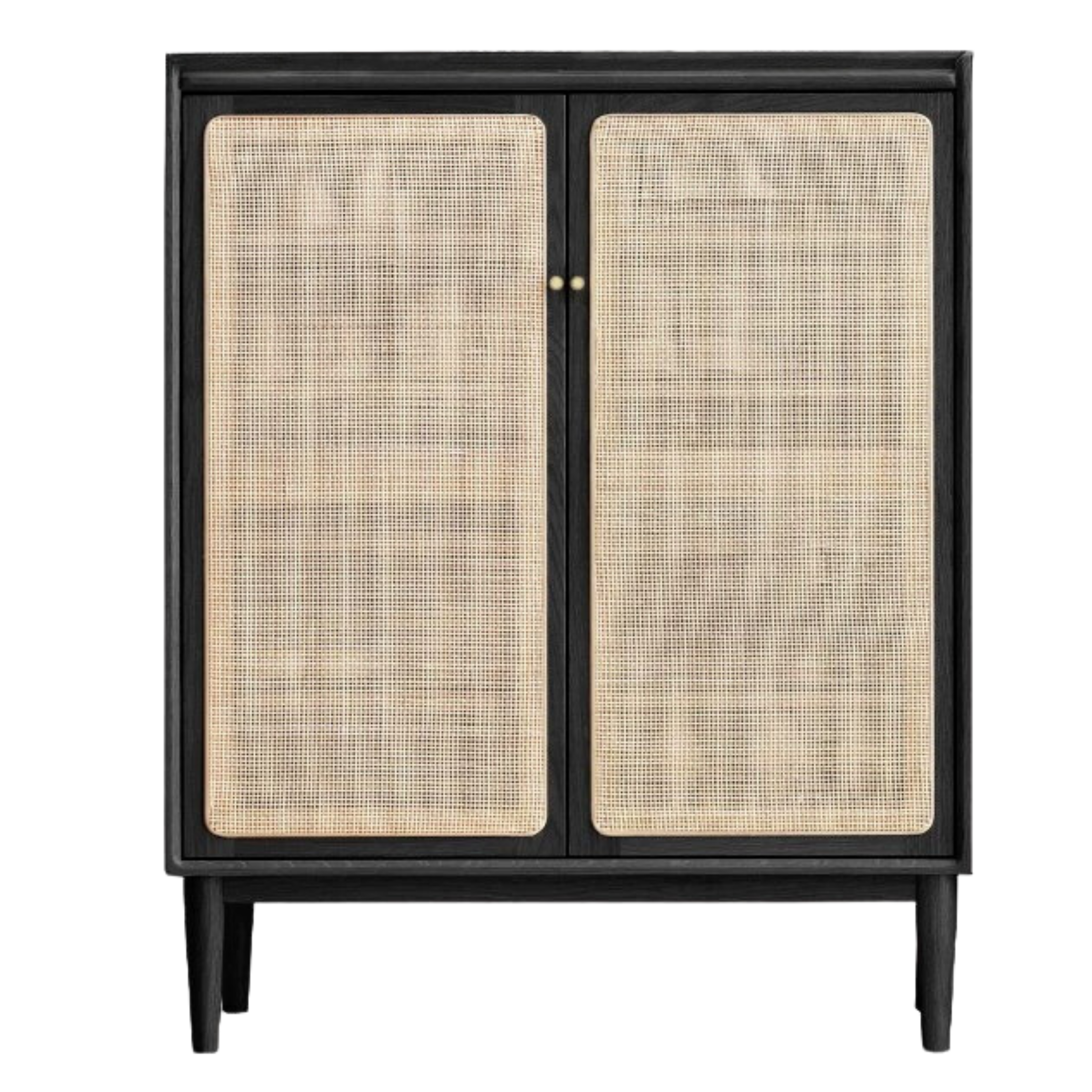 Oak Solid Wood Rattan Shoe Cabinet with Smoky Finish - Stylish Entryway Storage Organizer for Hallway, Living Room & Bedroom