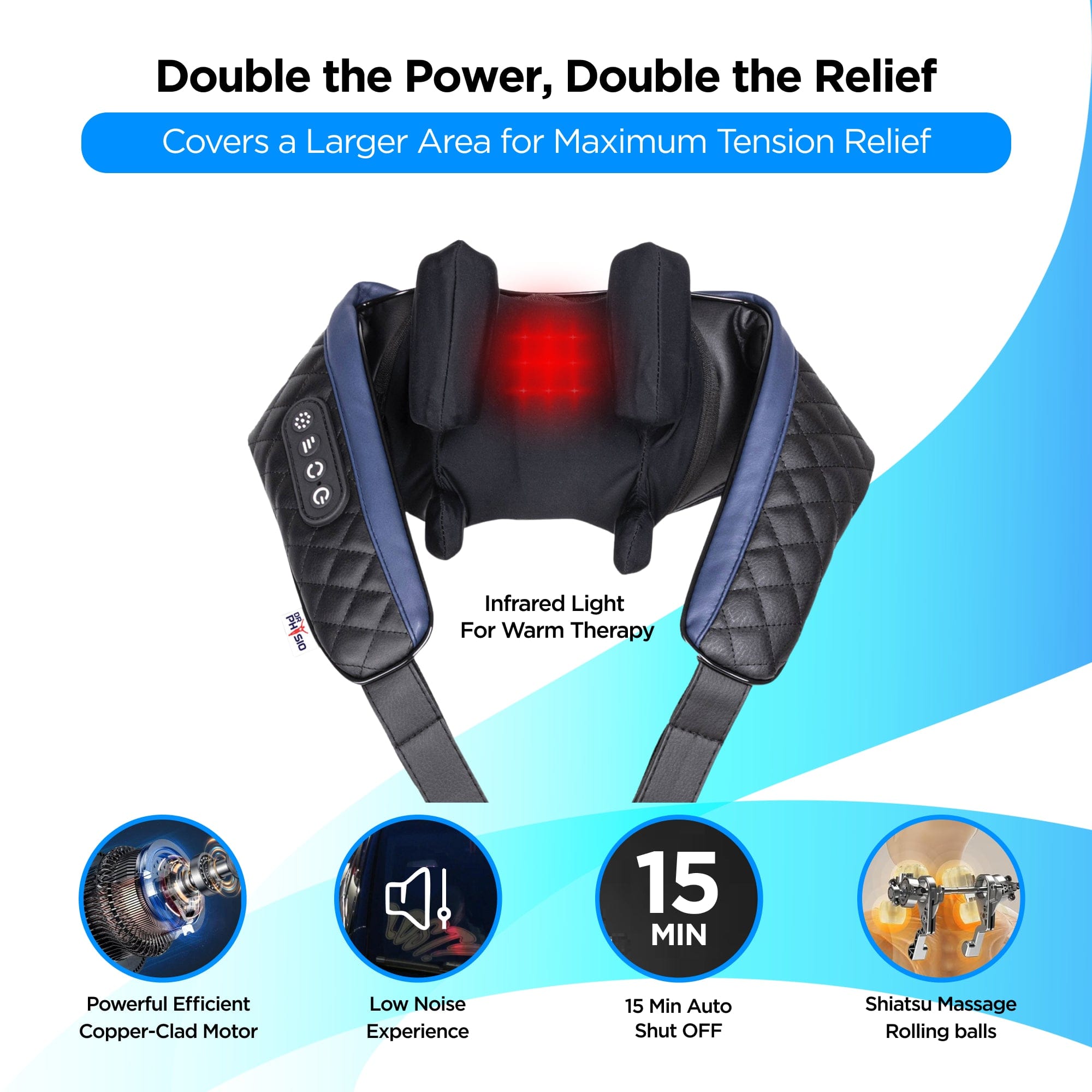 Rechargeable Neck Shoulder & Back Massager with Infrared Heat - Hands-Free Deep Tissue Shiatsu Massage Machine for Full Body Pain Relief - Perfect Gift for Men & Women - Ideal for Home, Office & Travel Relaxation