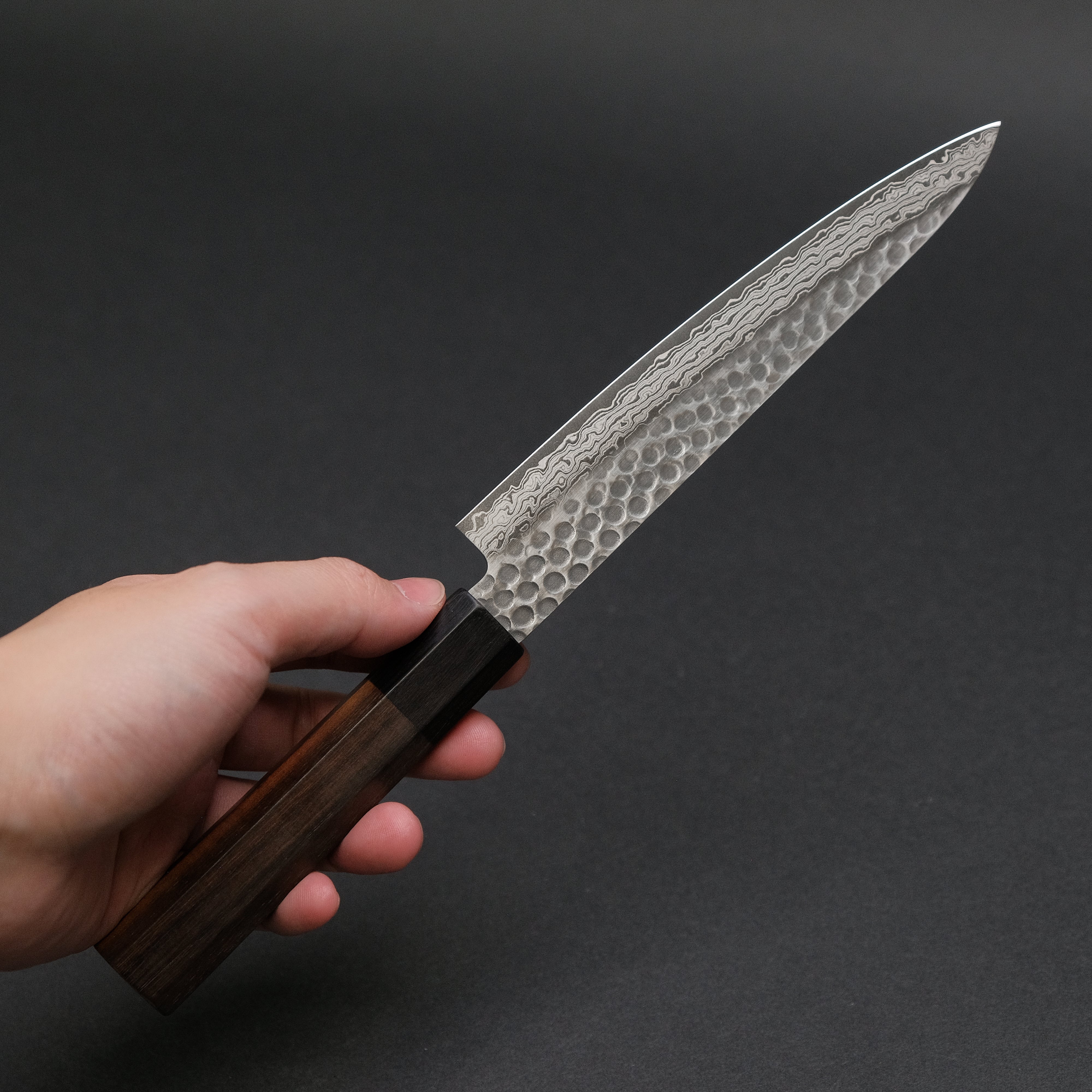 Hitohira HG Tsuchime Damascus Petty Knife 150mm - Japanese Chef Knife with Rosewood Handle - Perfect for Slicing, Chopping & Precision Kitchen Tasks
