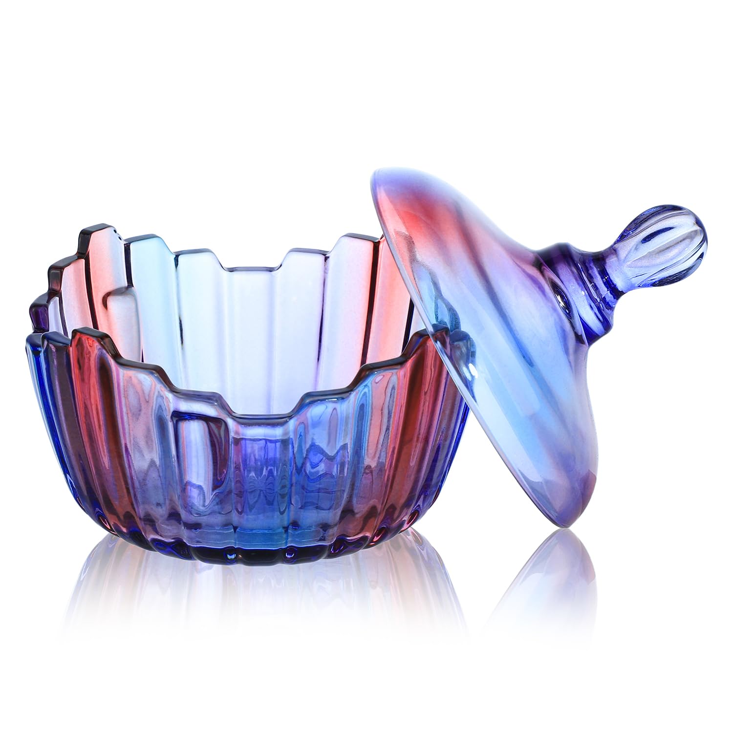 Royal Large Glass Candy Dish with Lid - Purple Rainbow Clear Apothecary Jar for Wedding Candy Buffet, Party Treats & Home Decor (10oz) | Perfect for Candy Storage, Gift Giving & Kitchen Organization
