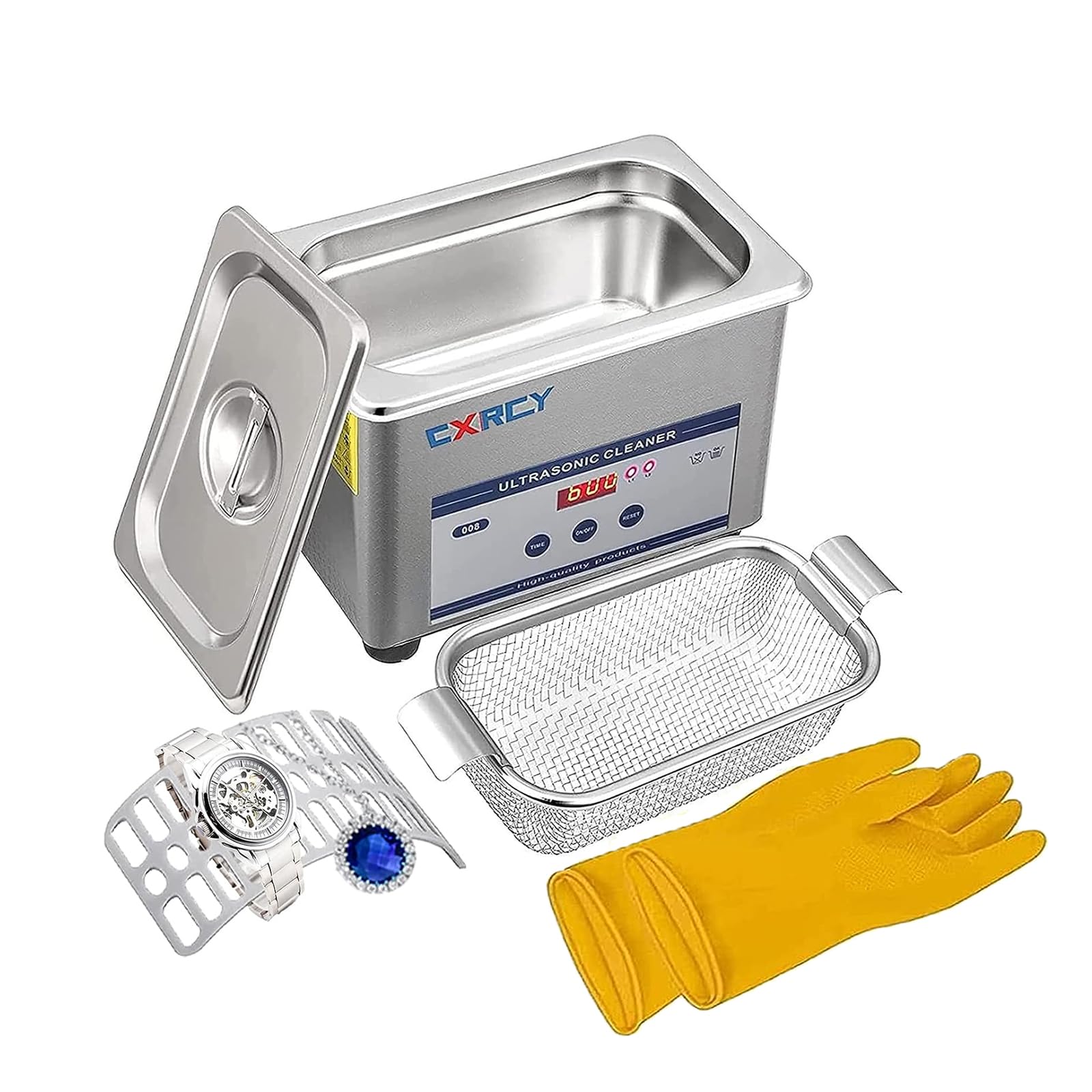 CXRCY 0.8L Professional Ultrasonic Jewelry Cleaner Machine - for Jewelry, Eyeglasses, Rings, Watches, Dental Instruments & Small Parts | Perfect for Home, Jewelry Stores & Dental Offices Cleaning