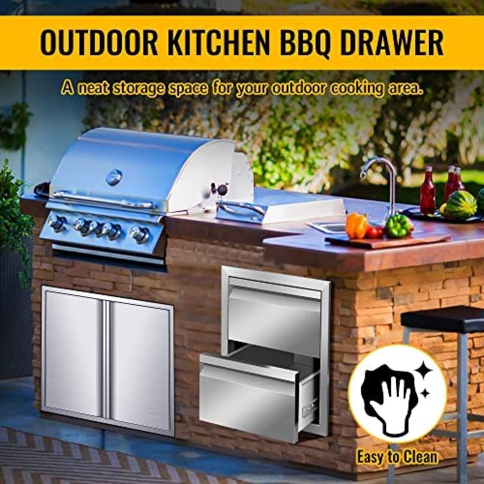Stainless Steel Outdoor Kitchen BBQ Drawer - 14