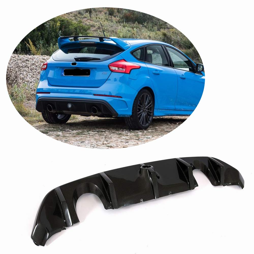 Carbon Fiber Rear Bumper Diffuser & Chin Spoiler for 2016-2018 Ford Focus RS Hatchback - Body Kit Upgrade for Enhanced Aerodynamics & Sporty Styling (Perfect for Track Days & Car Shows)