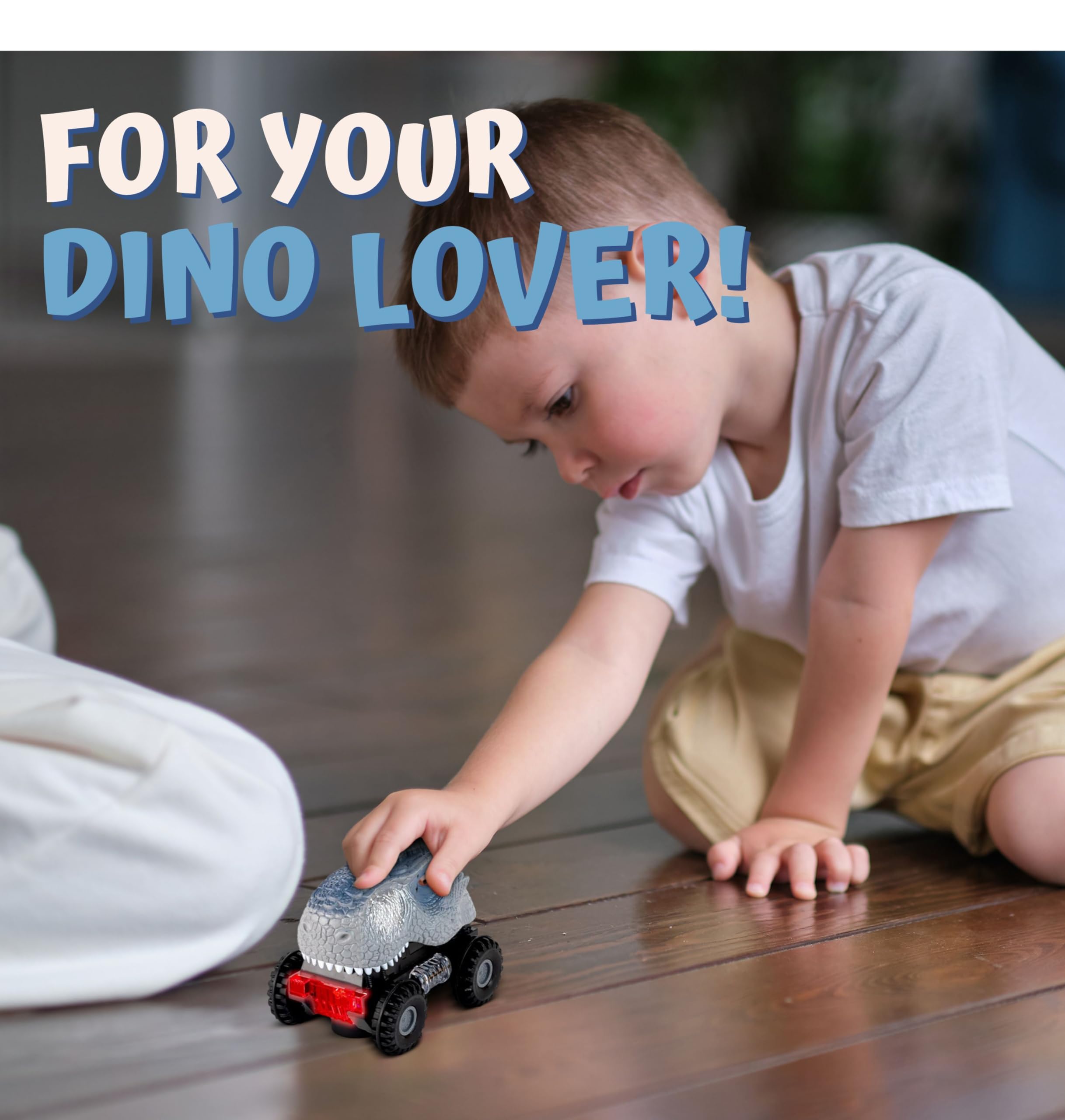 ToyVelt 2021 Edition Pull Back Dinosaur Cars - 4 Pack Light Up & Sound Toys for Kids Ages 3-10 | Fun Birthday & Christmas Gift for Boys & Girls | Perfect for Pretend Play, Party Favors & Dinosaur Themed Activities
