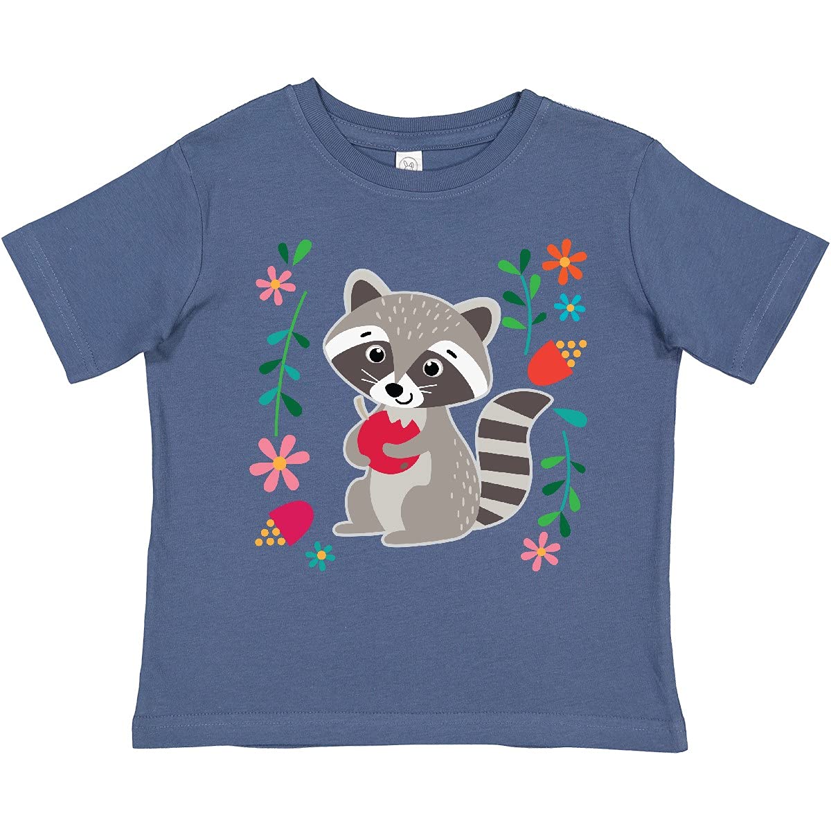 Inktastic Woodland Raccoon Spring Flowers Toddler T-Shirt - Cute Animal Graphic Tee for Boys & Girls - Perfect for Spring Outfits, Playdates & Family Photos