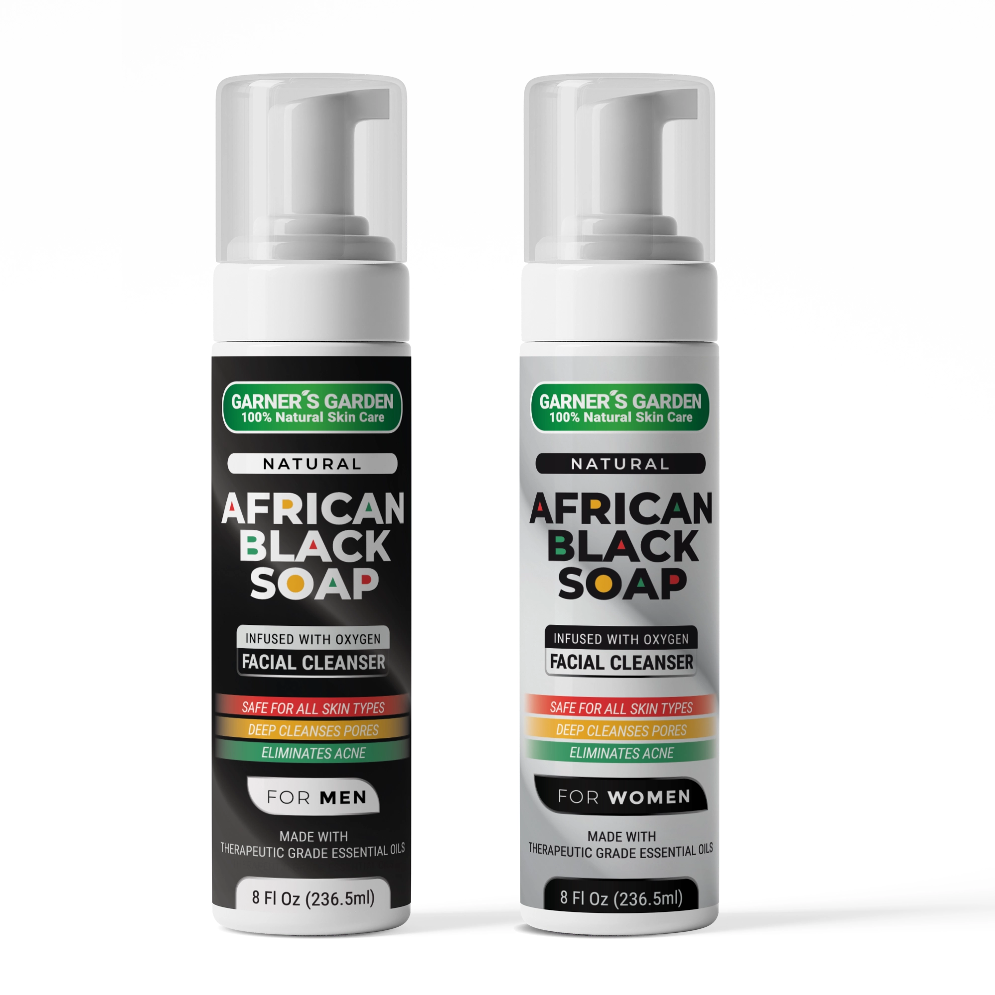 African Black Soap Foaming Facial Cleanser for Acne & Oily Skin - Natural Deep Cleansing Face Wash with Shea Butter & Coconut Oil - Perfect for Daily Skincare Routine & Sensitive Skin Care