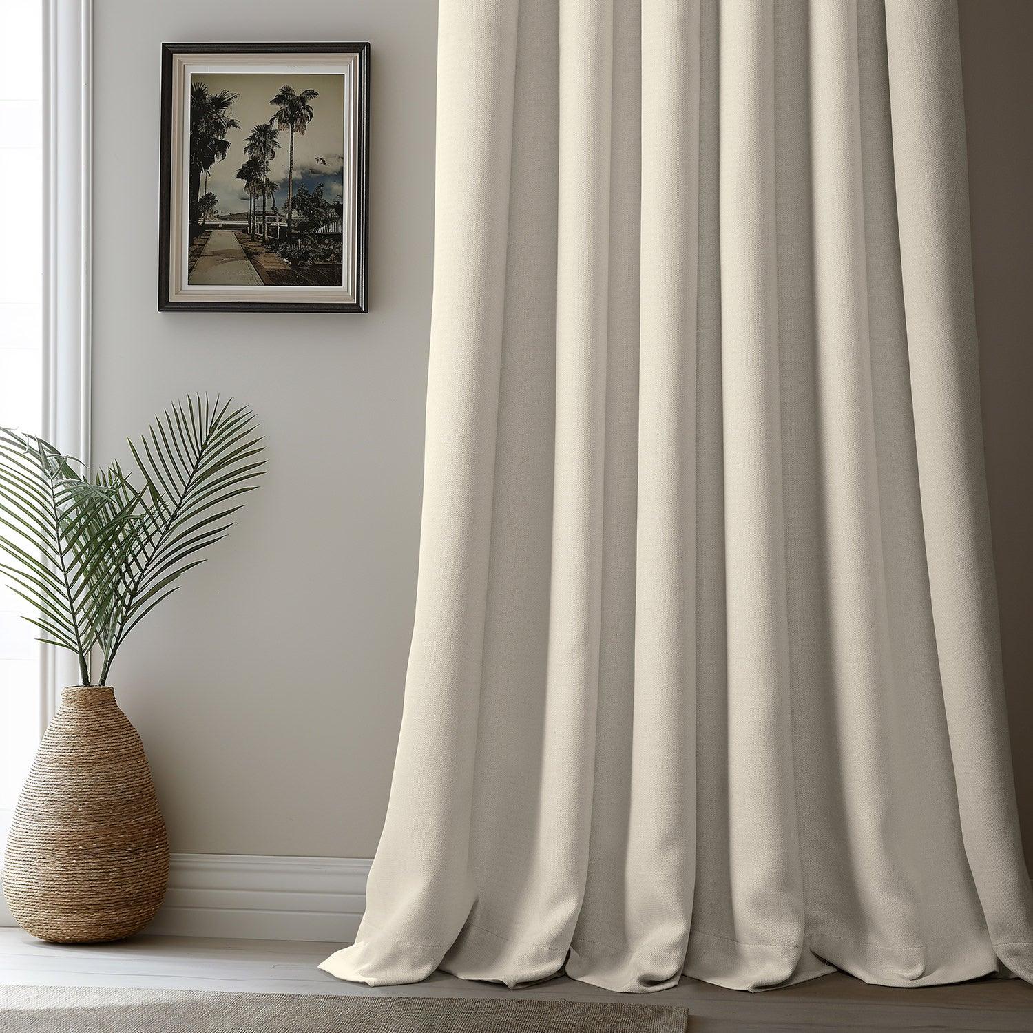 Birch French Pleat Textured Faux Linen Blackout Curtains for Bedroom & Living Room - Light Blocking Window Drapes for Better Sleep & Privacy