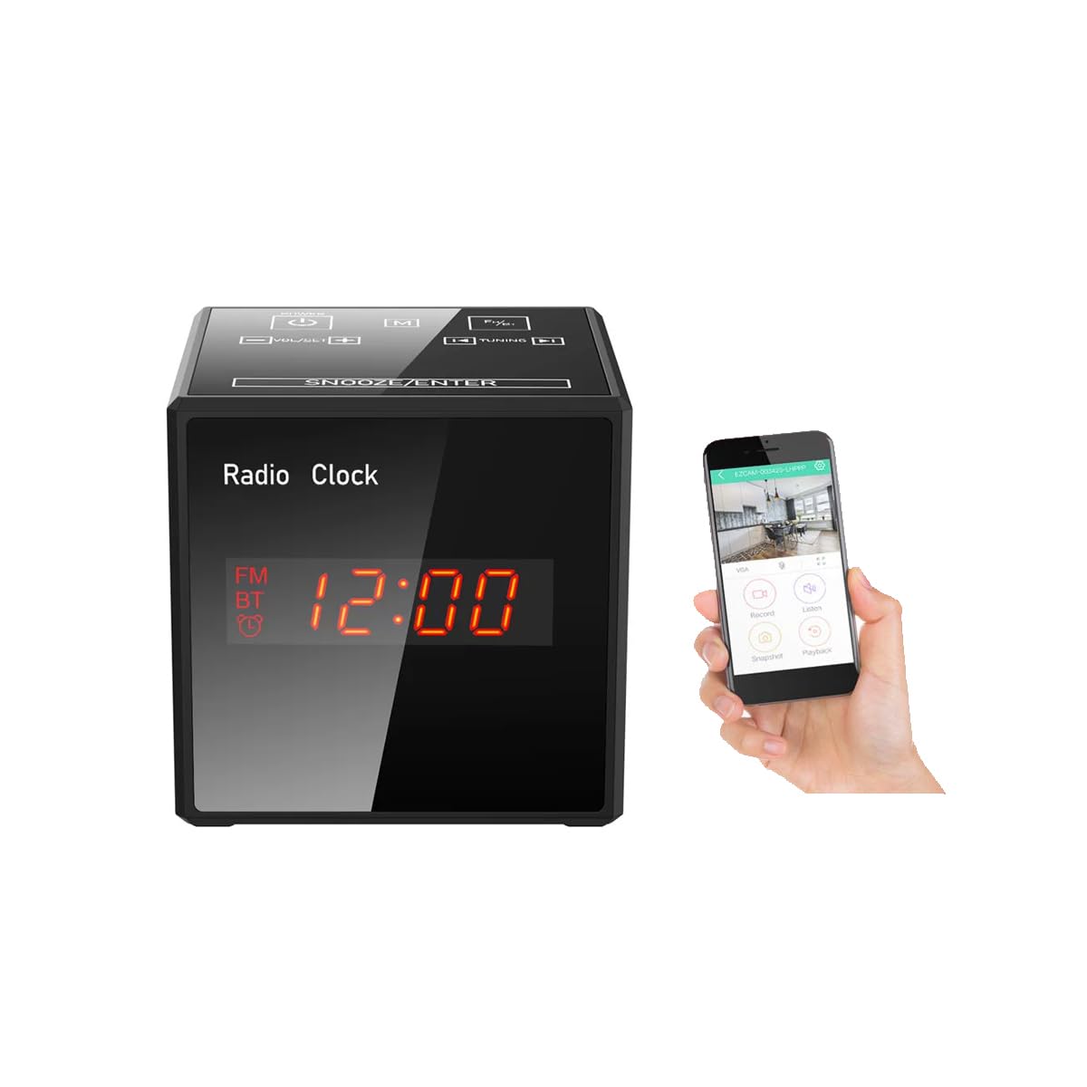 FORTHAUS Hidden Camera Spy Cam Wireless - HD 1080P Alarm Clock with FM Radio & Bluetooth Speaker - Nanny Cam with Phone App, Night Vision & Motion Detection - Perfect for Home Security, Baby Monitoring & Office Surveillance