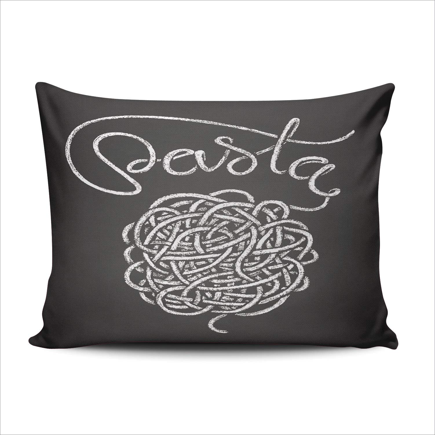 Premium MUKPU Pasta & Spaghetti Printed Pillow Cover - Hidden Zipper Decorative Throw Pillow Case (12x16 Inches) for Living Room, Bedroom & Home Decor