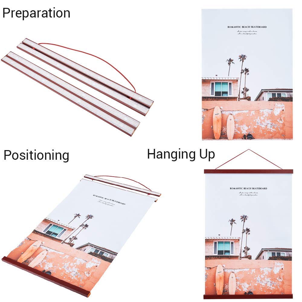 Artmag 2 Pack Magnetic Poster Hanger Frame - Light Wood 30x40 30x20 30x24 Inch Canvas Artwork Display Kit - Mahogany Wooden Magnet Dowel for Posters, Prints & Photos - Perfect for Home, Office & Gallery Decor