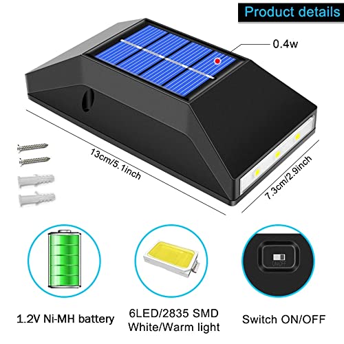 Solar Powered LED Outdoor Lights - Waterproof Wall Lamps for Garden, Patio & Street Lighting (4 Pack Warm White) - Perfect for Pathway, Driveway & Landscape Decoration