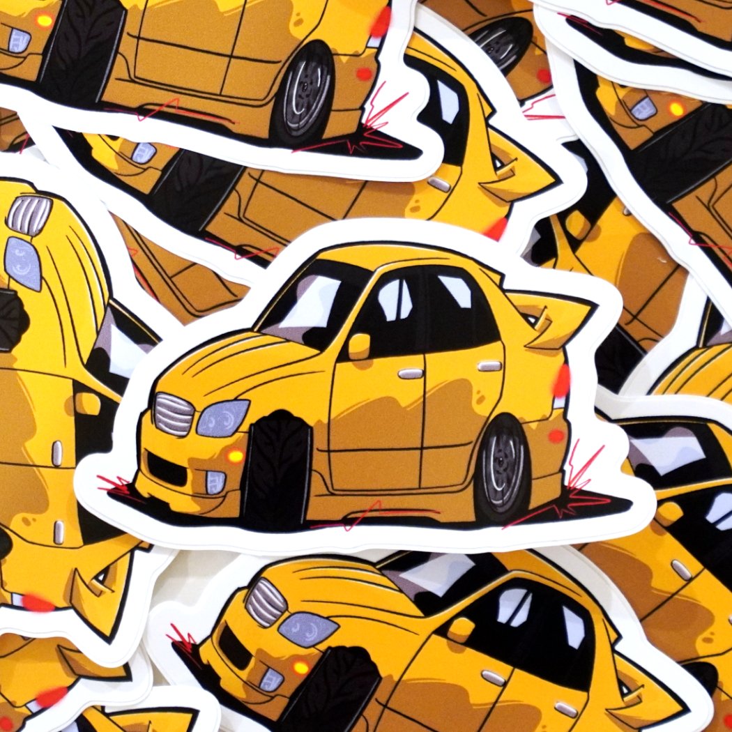 Lunatics Yellow Lexus IS300/Altezza Drift 4 Inch Vinyl Sticker - High Quality Car Decal for JDM Enthusiasts - Perfect for Windows, Bumpers & Laptops