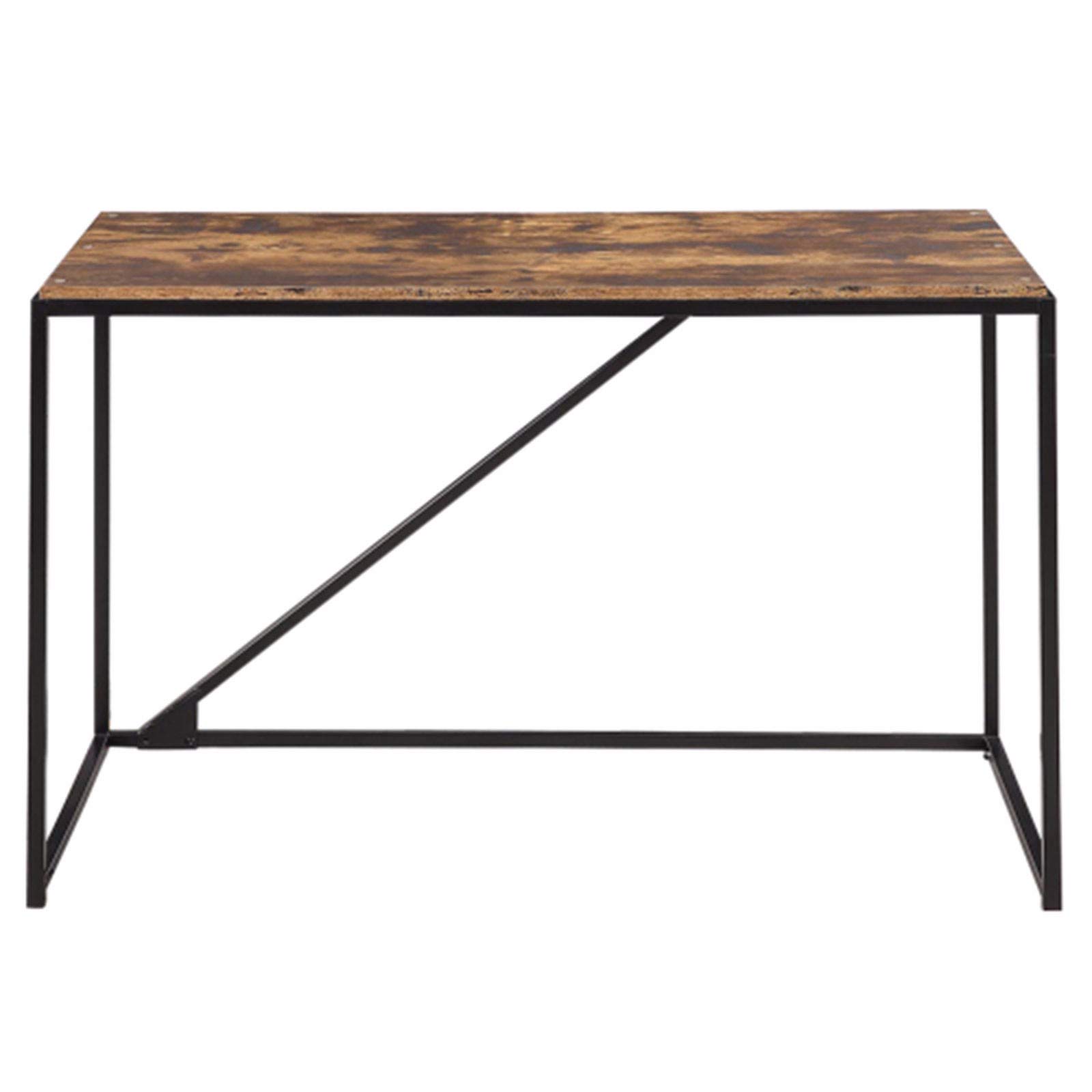 46-Inch Modern Industrial Writing Desk - Sturdy Metal Frame Home Office Computer Desk for Study & Work, Easy Assembly Brown Laptop Table - Perfect for Small Spaces, Dorm Rooms & Remote Work