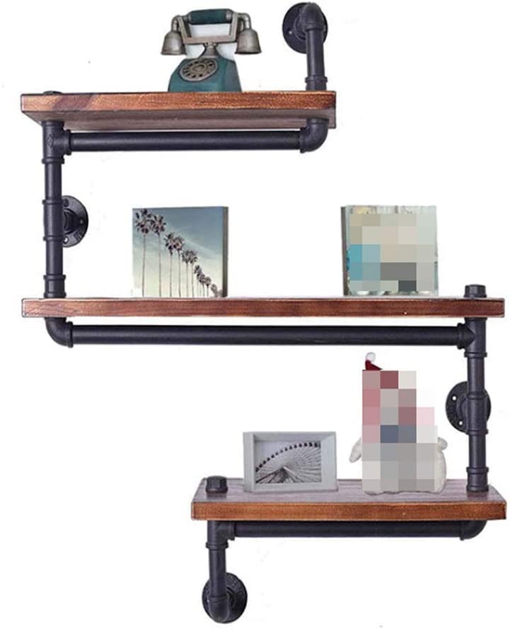 Vintage 3-Tier Wall Mounted Bookshelf - Solid Wood & Industrial Iron Pipe Shelving Unit for Home Office Decor, Storage & Display | Perfect for Living Room, Bedroom, Dorm Organization