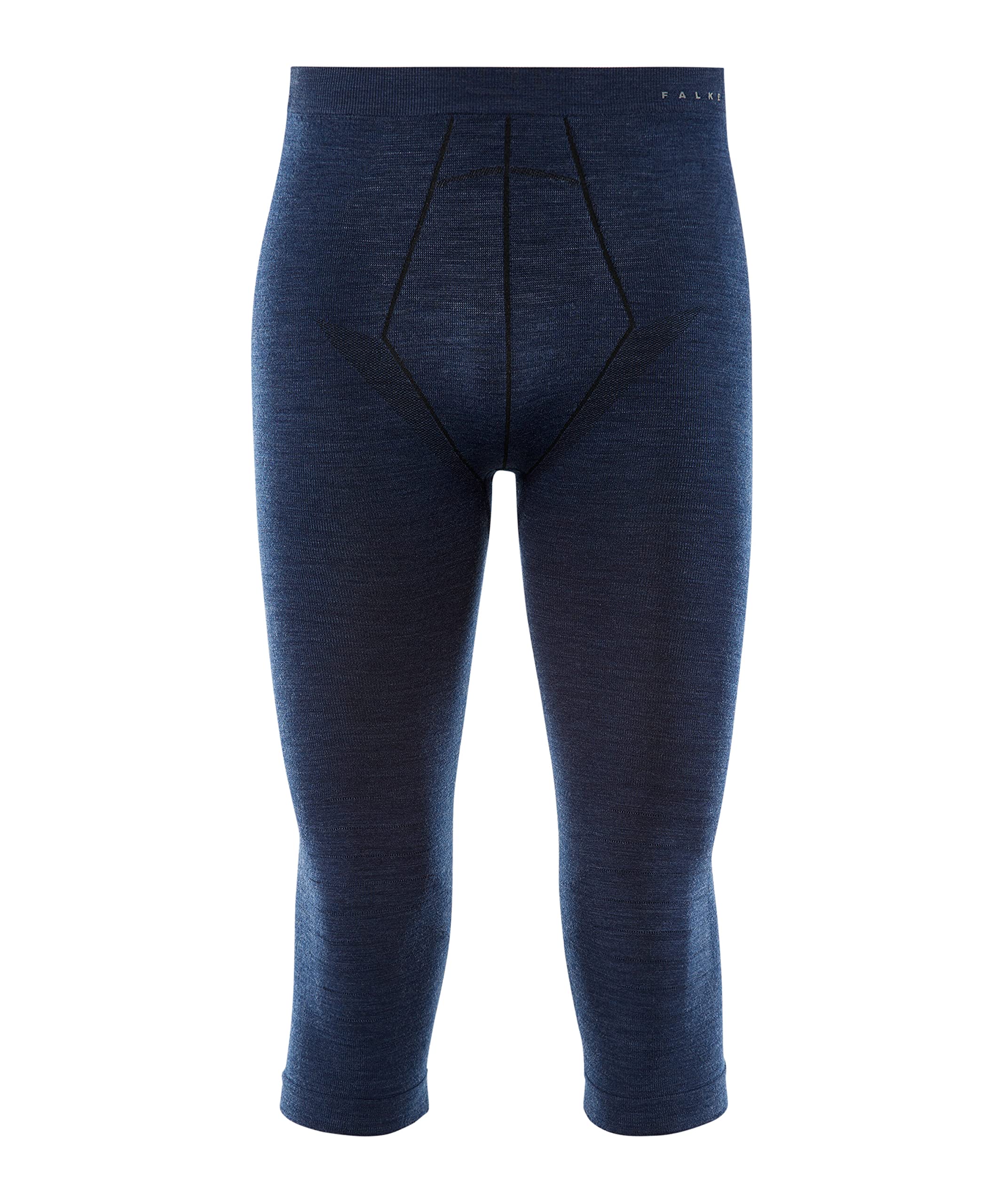 FALKE Men's Wool 3/4 Tights for Running & Cycling - Dark Night Navy - Extra Extra Large (XXL) - Thermal Winter Base Layer for Outdoor Sports & Cold Weather Activities