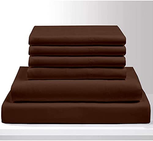 800 Thread Count 100% Pure Egyptian Cotton Bed Sheet Set - 6 Piece Twin Size, Sateen Weave Luxury Sheets with Deep Pockets (Fits Mattress Up to 14