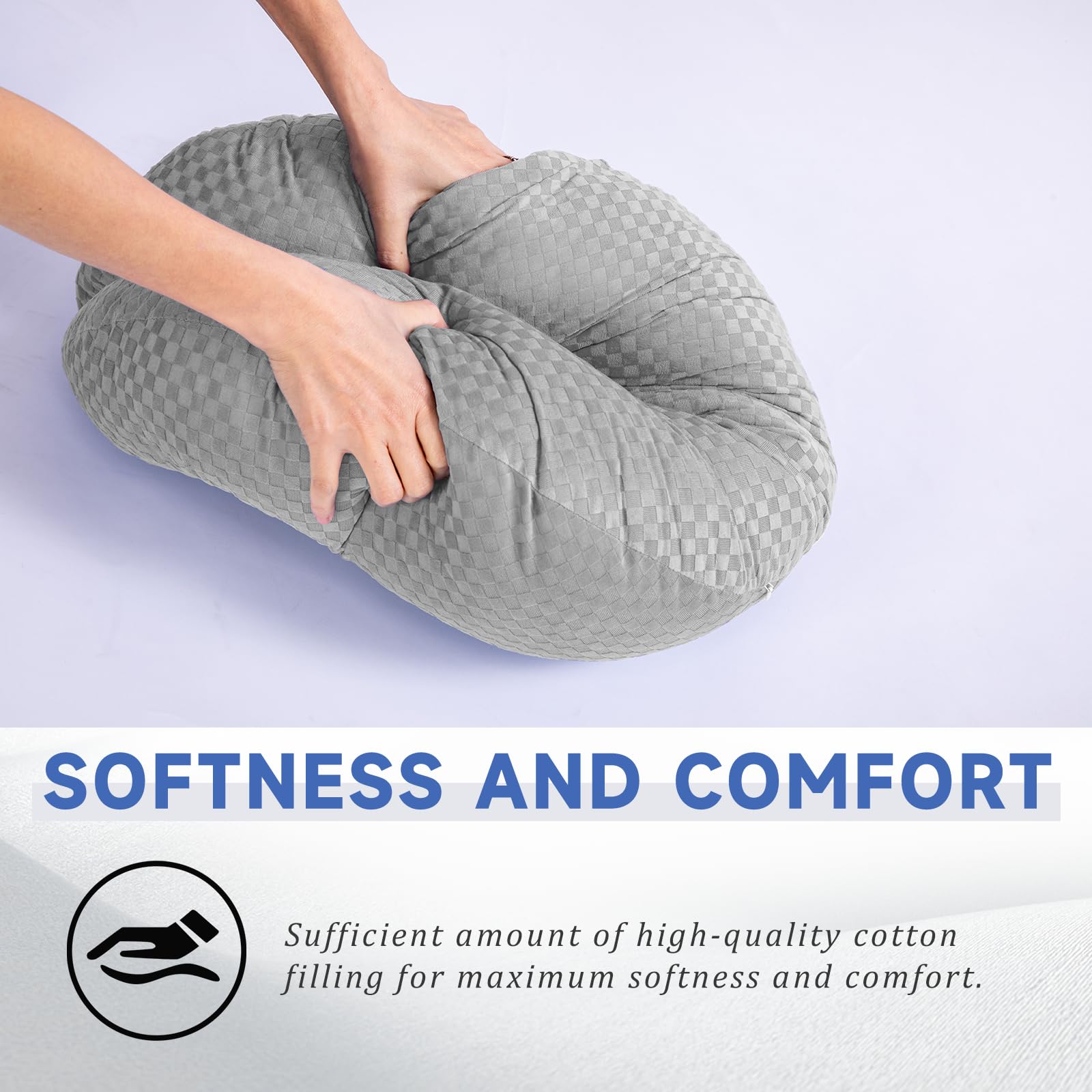 Ergonomic Gaming Pillow for Lap & Arm Support - Light Gray Compact Cushion for Comfortable Gaming, Reading in Bed or Sofa - Relieves Fatigue & Enhances Posture