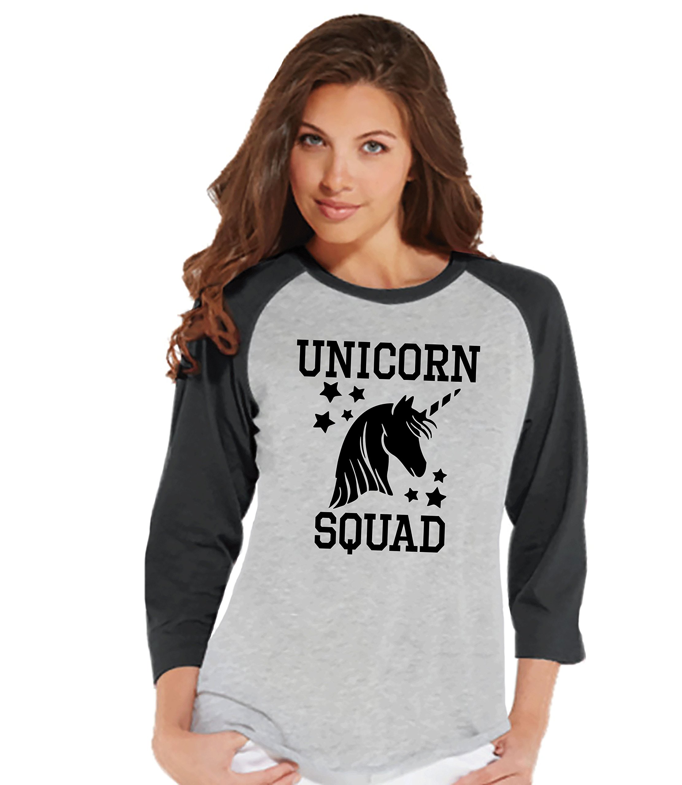 7 ate 9 Apparel Women's Unicorn Squad Raglan Tee - Soft & Stylish Graphic T-Shirt for Casual Wear, Lounge & Everyday Outfits