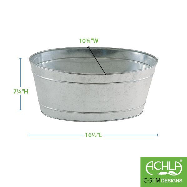 Achla Designs Galvanized Metal Tub 51M C 55 - Perfect for Farmhouse Decor, Garden Planters & Rustic Home Decorating