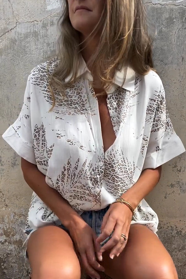 Stylish Short Sleeve Casual Shirt with Unique Print Lapel - Perfect for Summer Outings & Beach Vacations