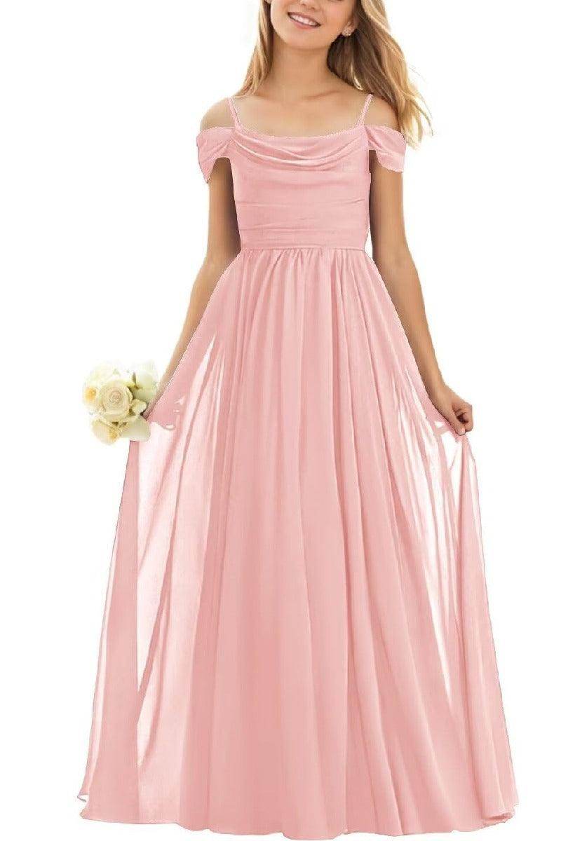 Elegant Floor-Length Chiffon Junior Bridesmaid Dress for Weddings | Formal Occasions & Special Events | B0DFVKW1HW