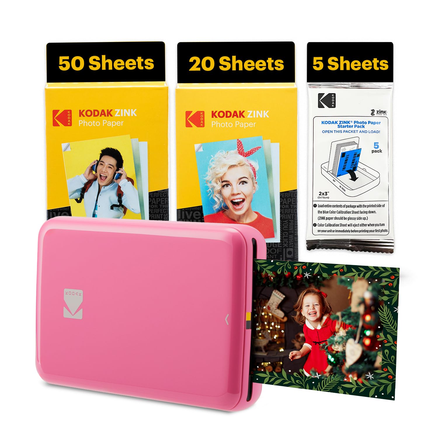 KODAK Step Instant Smartphone Photo Printer - 75 Sheets Bundle - Portable Mini Wireless Zink Photo Printer - 2x3