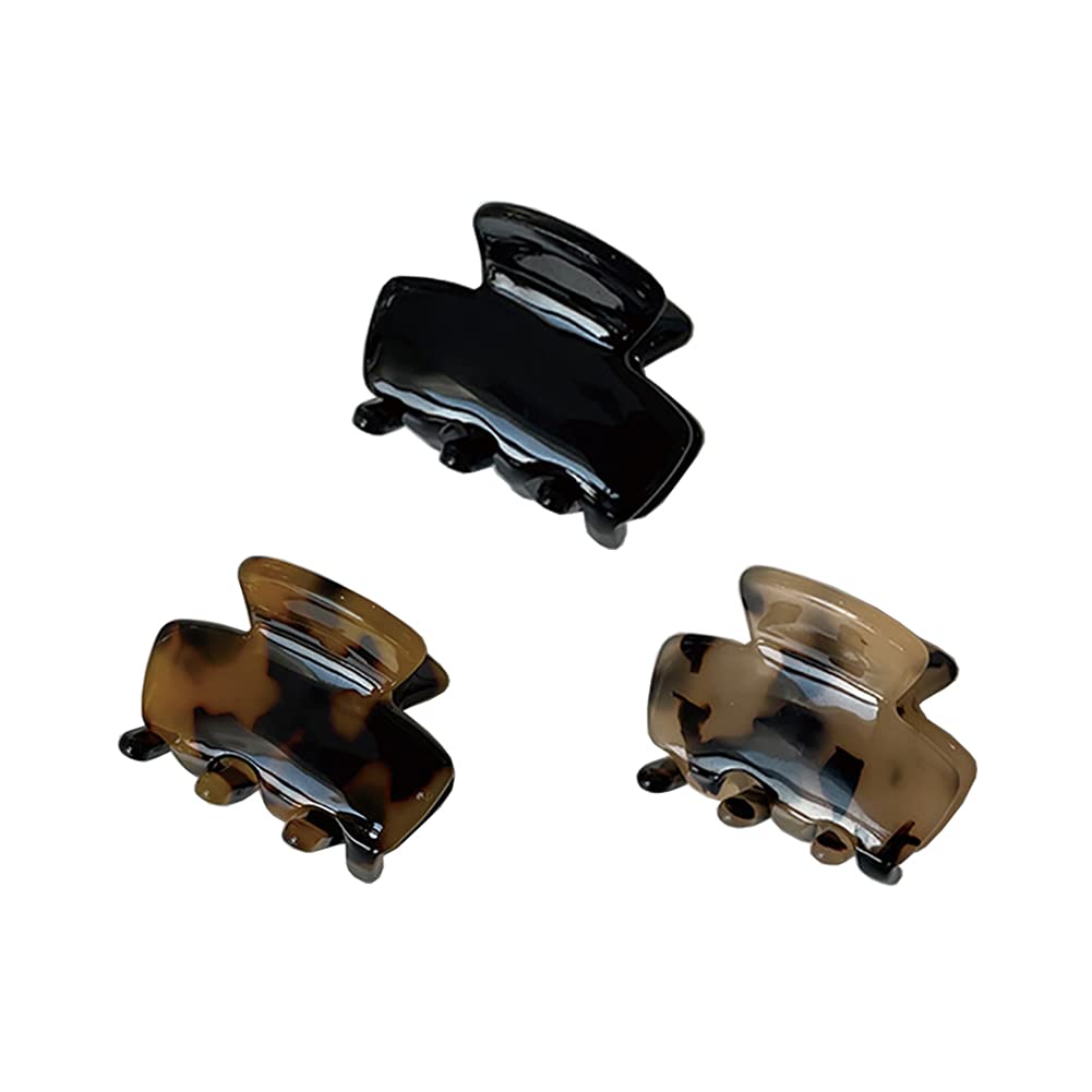 Cute Small Leopard Hair Claw Clips - 3 Pack No Slip Tortoise Hair Barrettes for Women | Celluloid Jaw Clips Hair Clamps | Perfect for School, Work, and Everyday Styling