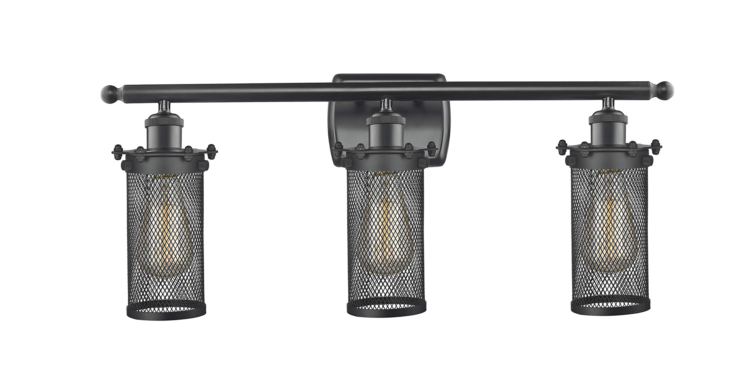 3-Light Vintage Dimmable LED Bathroom Vanity Light Fixture in Matte Black - Energy Efficient Modern Lighting for Bathroom, Powder Room & Dressing Area