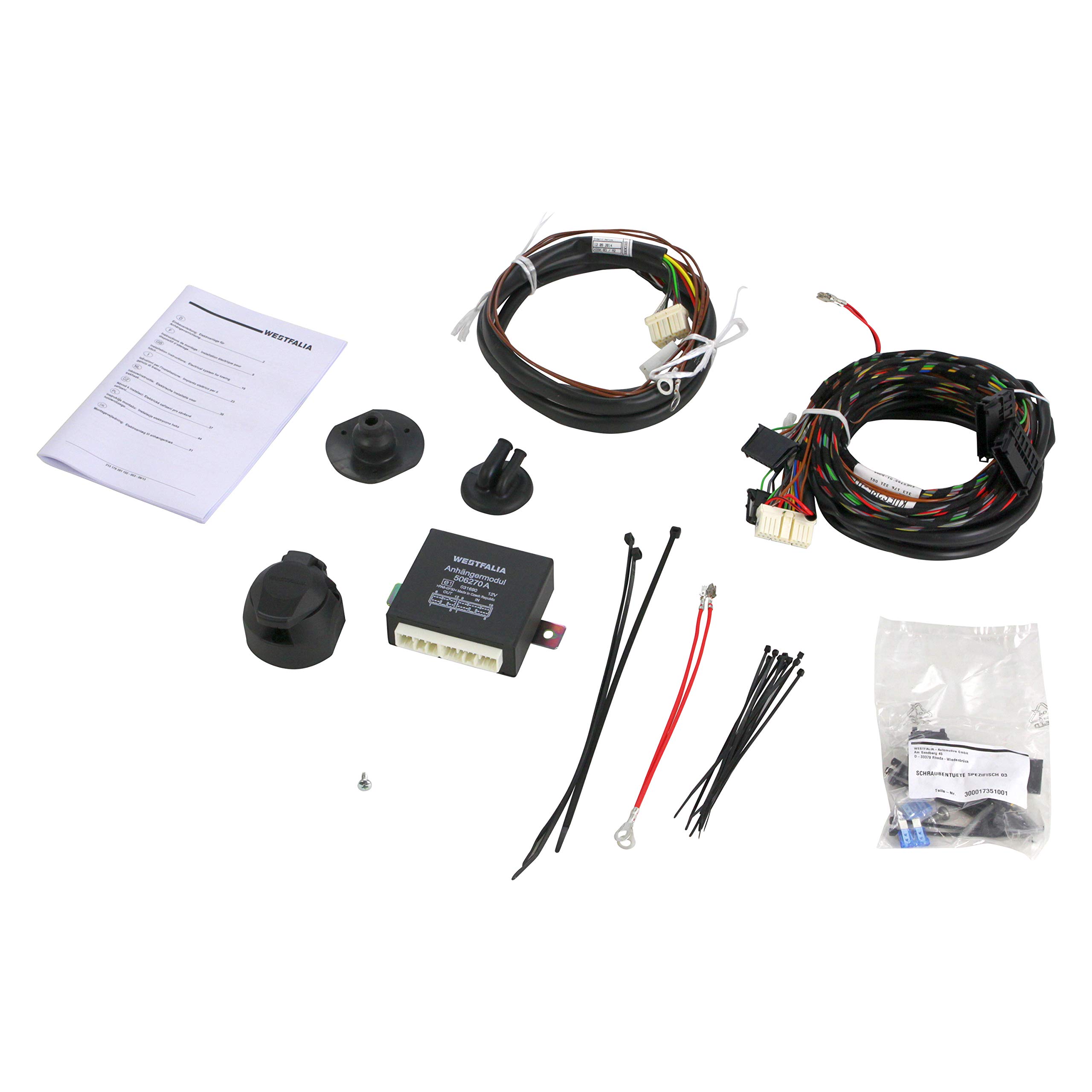 Westfalia 313176300113 Universal Electric Towbar Wiring Kit - Complete Towing Harness for Car, SUV & Truck - Easy DIY Installation for Trailer Lights & Brakes | Perfect for Road Trips, Camping & Hauling