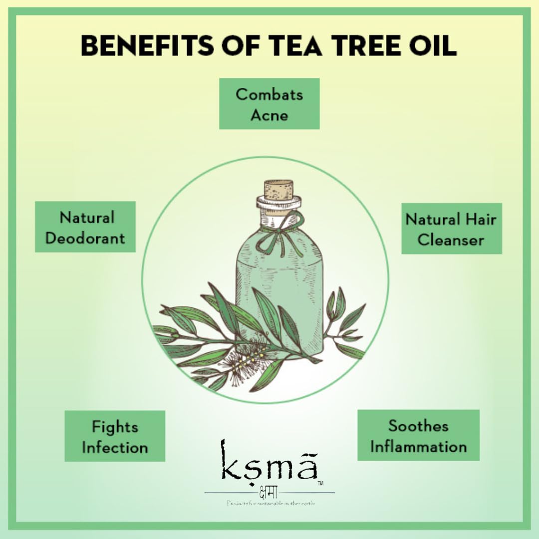 Ksma Tea Tree Oil for Skin, Hair & Face - Acne Treatment, Blemish Reduction & Hair Growth Enhancer | Natural Insect & Mosquito Repellent Body Spray (30ml) | Perfect for Daily Skincare, Scalp Care & Outdoor Protection