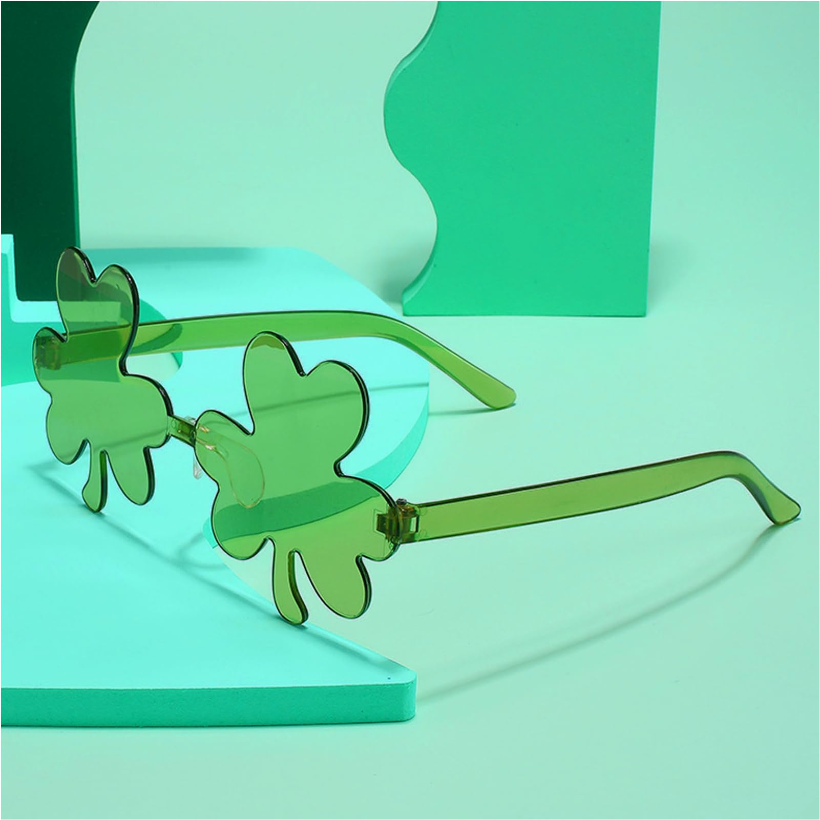St. Patrick's Day Sunglasses - Green Rimless Shamrock Glasses for Irish Party | Perfect for St. Patrick's Day Celebrations, Parades & Irish-Themed Events