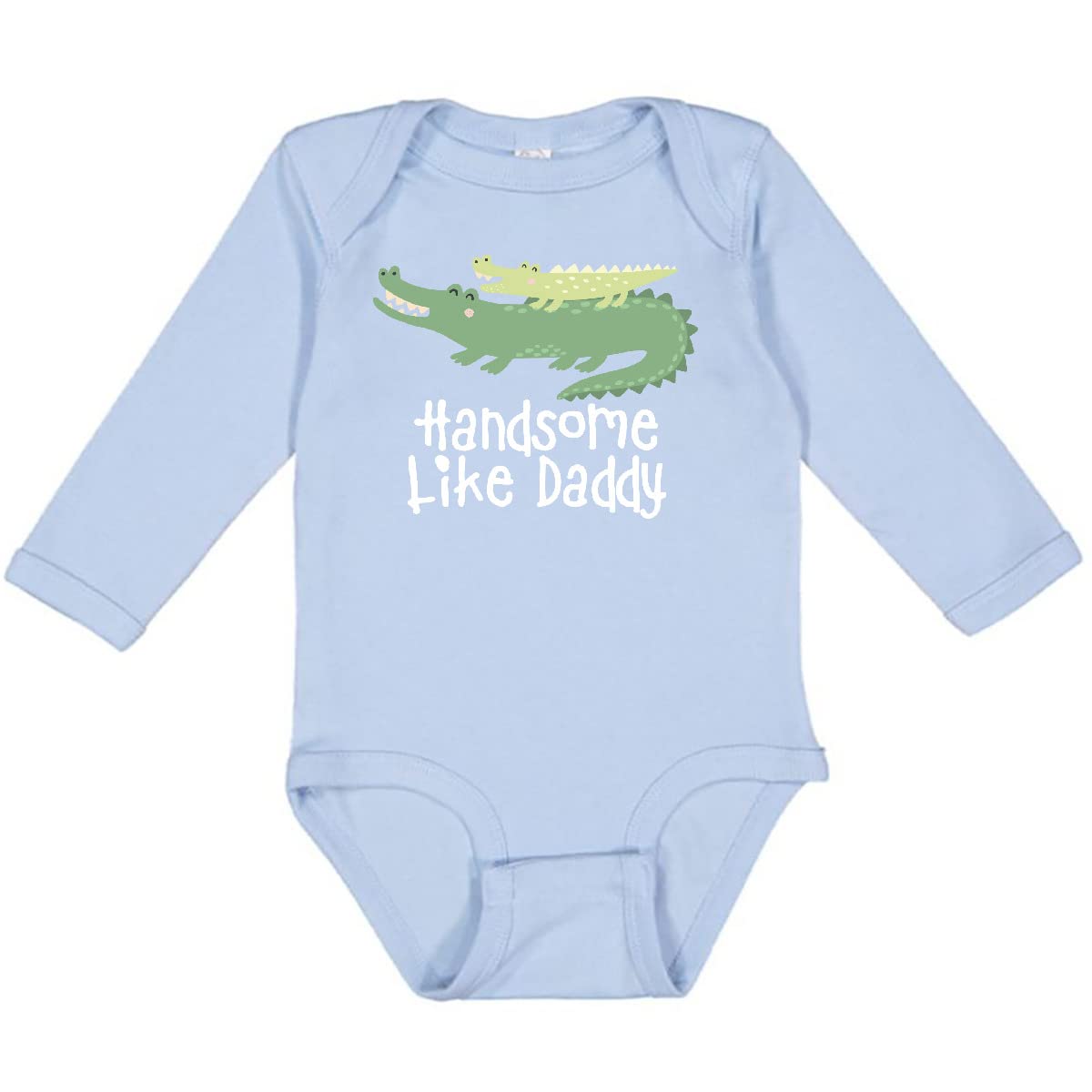 Inktastic Alligator Handsome Like Daddy Baby Boy Long Sleeve Creeper - Soft Cotton Bodysuit for Newborns & Infants - Perfect for Family Photos, Playdates & Everyday Comfort