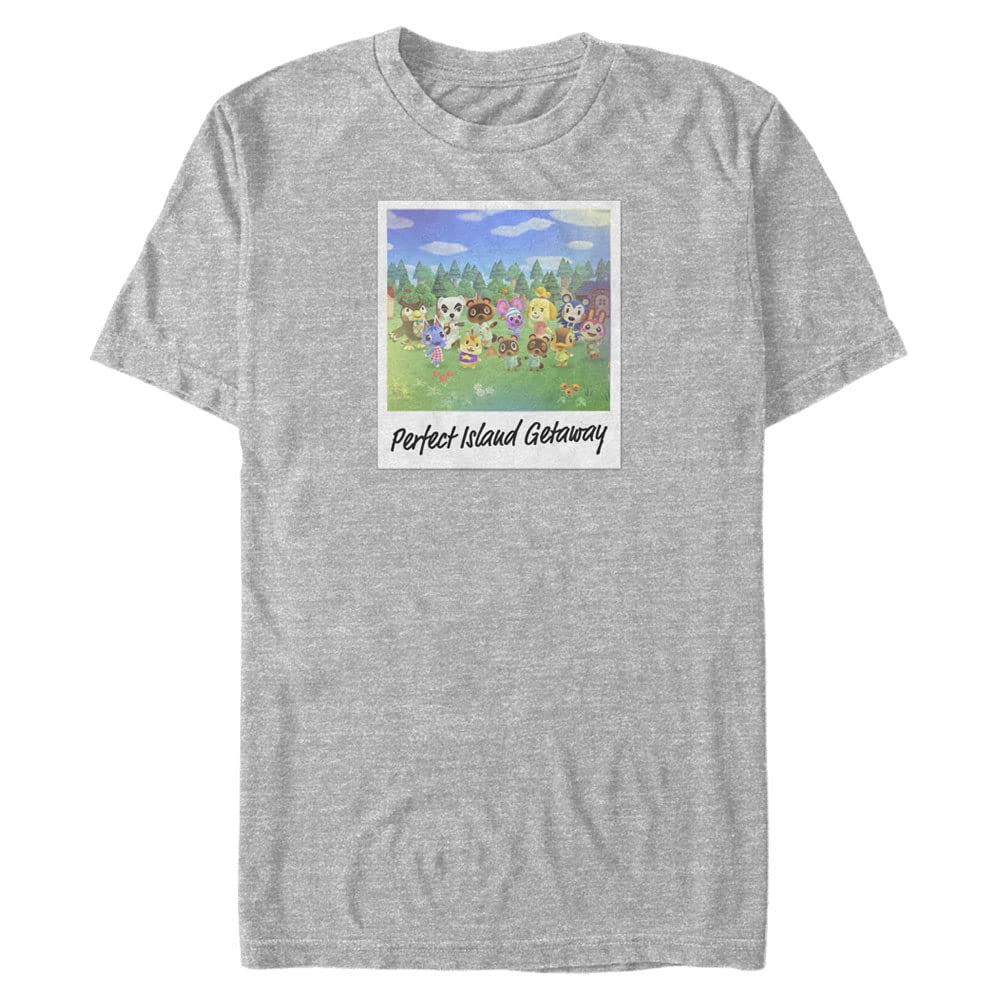 Nintendo Island Getaway Men's Tall Athletic Heather Short Sleeve T-Shirt - Casual Gaming & Vacation Wear