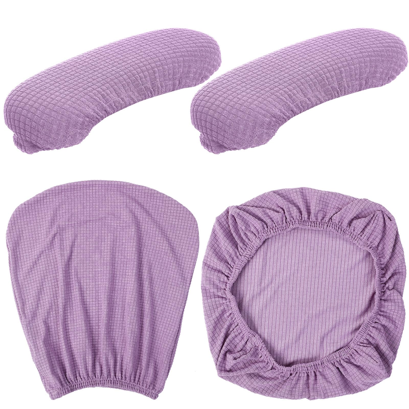 Tallew 4-Piece Stretchable Office Chair Cover Set - Universal Computer Chair Protector with Seat, Armrest & Backrest Cushion Covers (Lilac Purple, Polyester) for Home & Office Workspace
