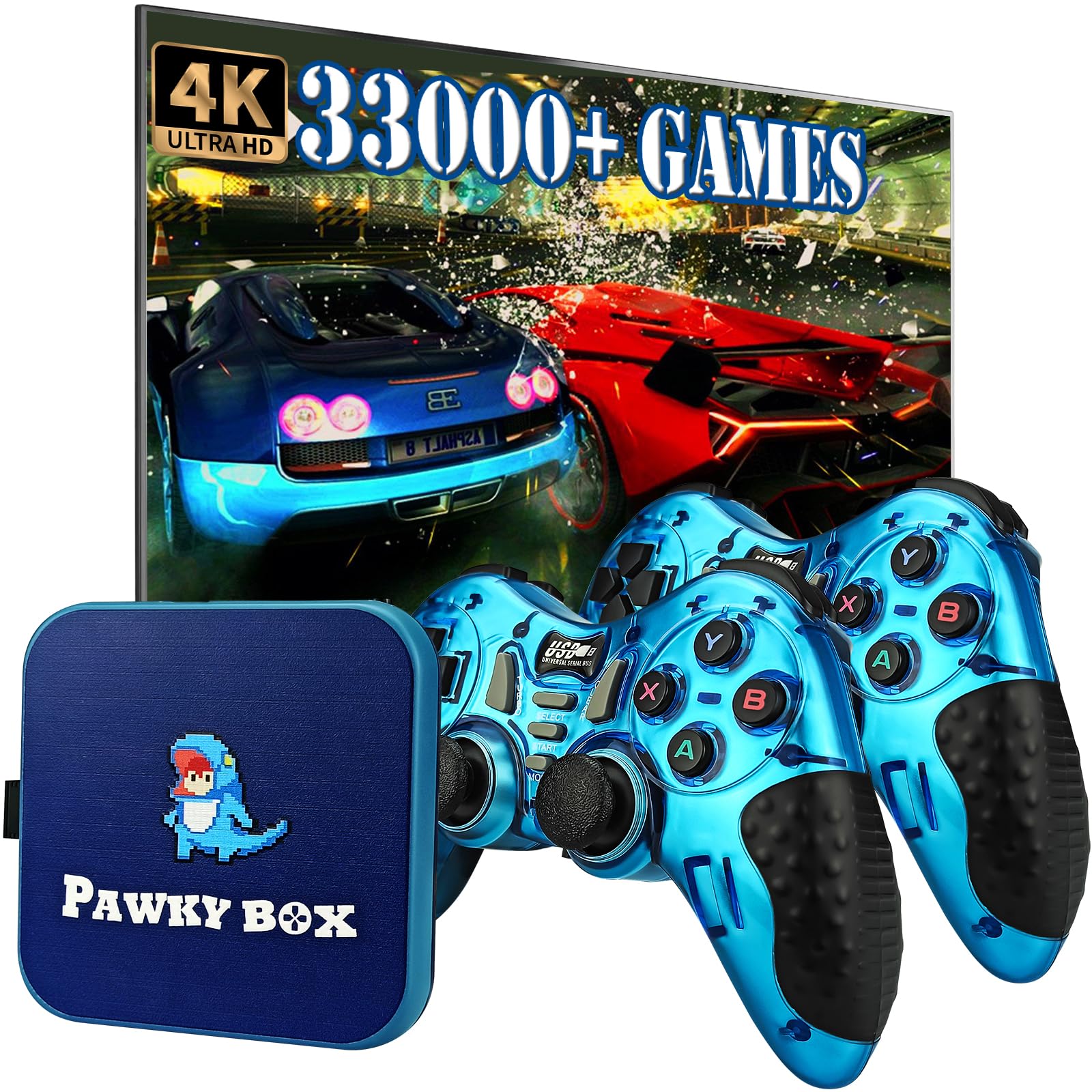 Fadist Retro Game Console - Built-in 33,000+ Classic Games, 4K HD Output with 2 Ergonomic Controllers | Plug & Play Gaming System | Perfect Gift for Kids, Adults & Gamers | Ideal for Family Game Nights & Retro Gaming Parties
