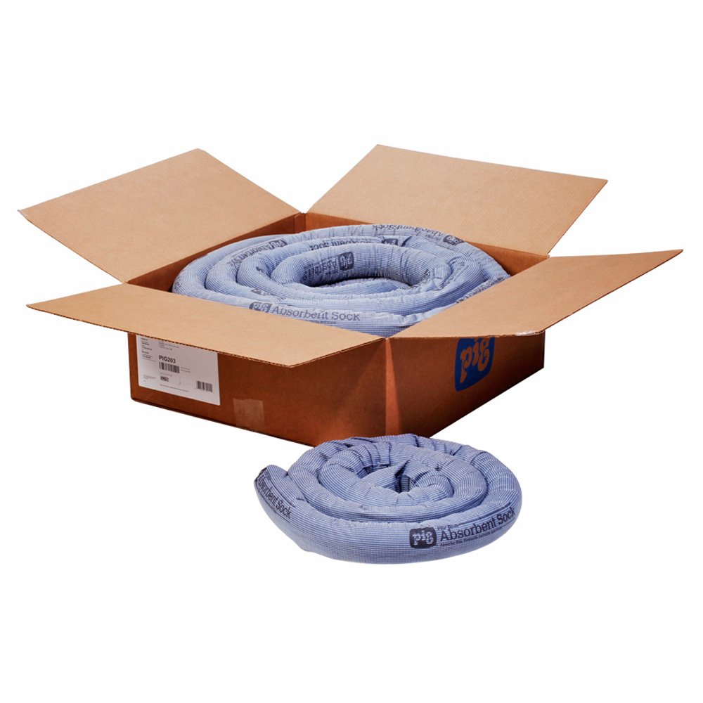 PIG Blue Absorbent Sock - 3.7 Gallon Capacity, Spill Containment Barrier (3