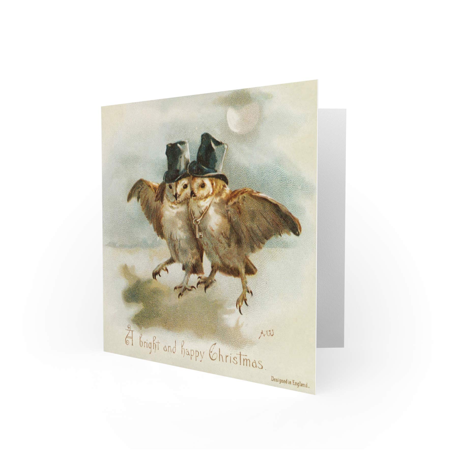 Wee Blue Coo Christmas Card - Festive English Owl Design Holiday Greeting Card for Men | Perfect Gentleman Gift for Xmas, Office Colleagues & Friends