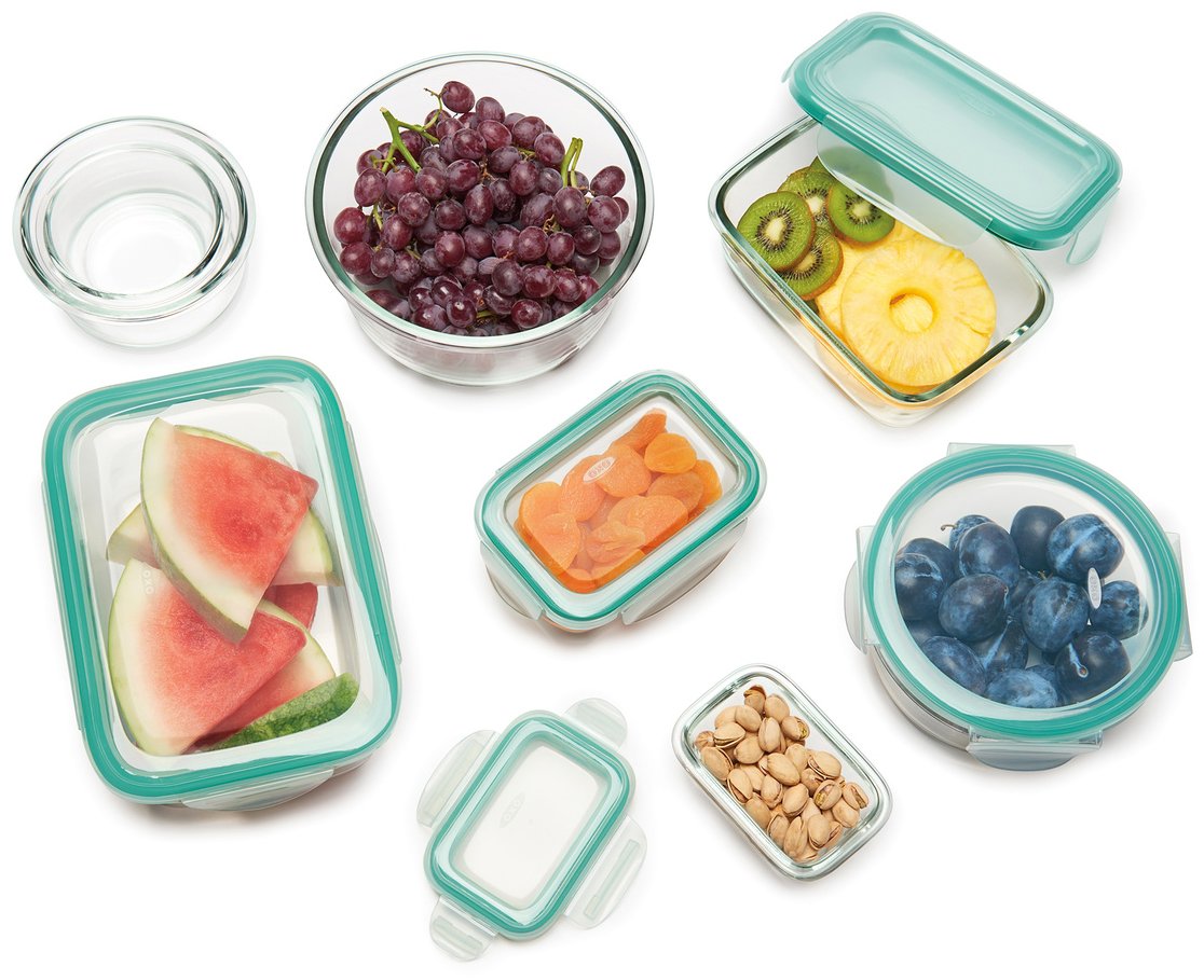 OXO Good Grips 4-Cup Leakproof Glass Food Storage Container with Smart Seal - Airtight Round Kitchen Container for Meal Prep, Leftovers & Pantry Organization