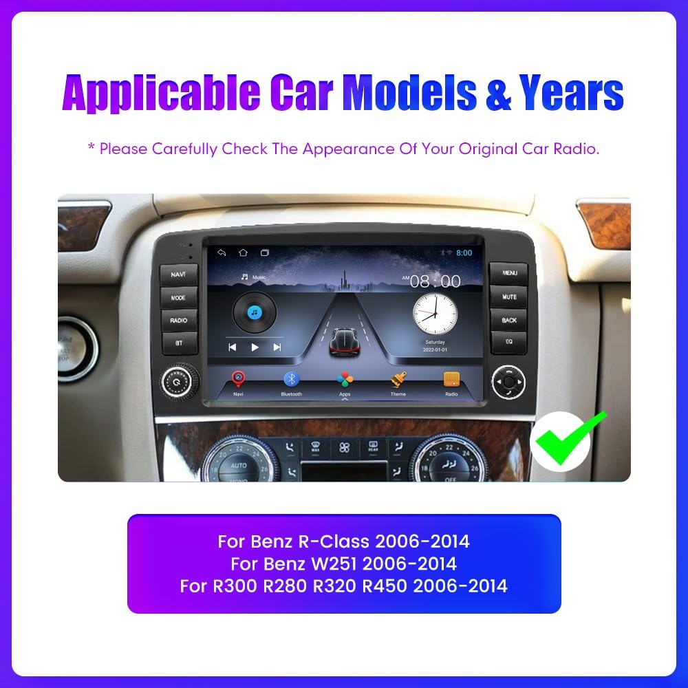 Original Android 10 Car Stereo GPS Navigation System - 2.5D IPS Touch Screen Multimedia Player for Mercedes-Benz R300 R350 R-Class (2006-2014) | In-Dash Upgrade for Seamless Connectivity & Entertainment