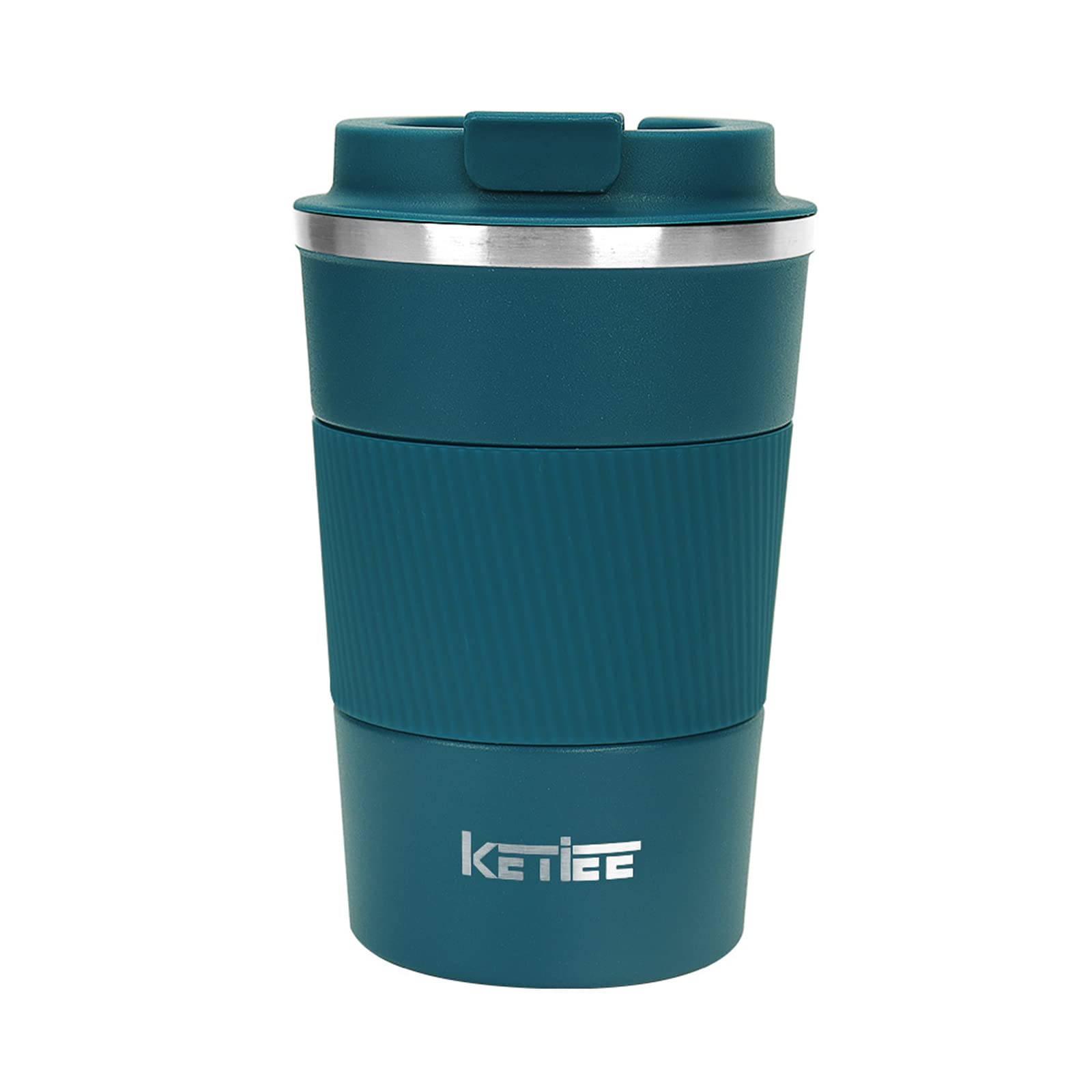 KETIEE 12oz Insulated Stainless Steel Travel Coffee Mug - Leakproof Lid, Vacuum Sealed for Hot & Cold Drinks, Reusable Coffee Tumbler for Commuting, Camping & Office (Blue) - Perfect for Coffee, Tea & Smoothies On-The-Go
