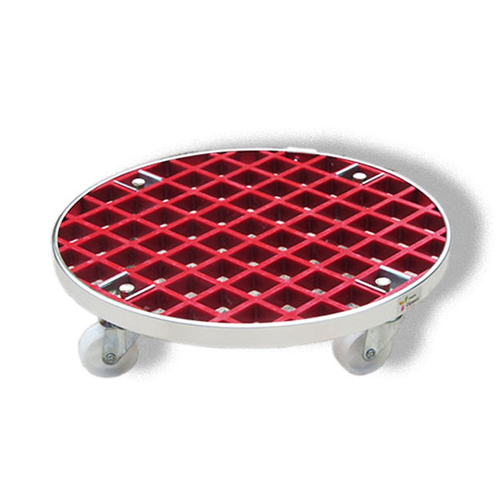 Heavy Duty FRP Plant Caddy with 6 Industrial Wheels - 20 Inch Round Plant Stand Dolly with Aluminum Edge for Moving Large Potted Plants | Indoor/Outdoor Garden, Nursery, Greenhouse & Home Decor Use (Red)