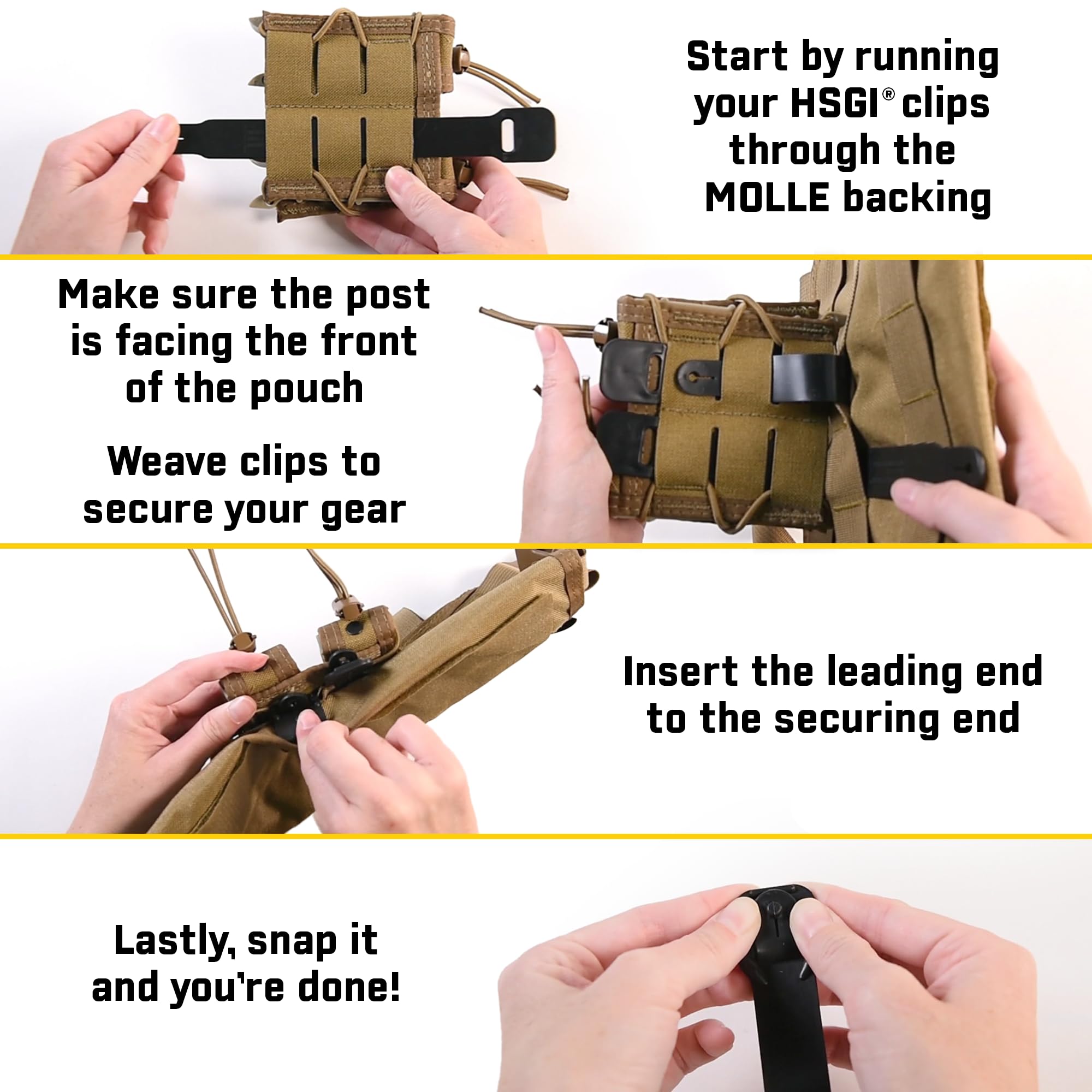 HSGI® High Speed Gear Short Clips 12 Pack - Tactical Belt Clips, PALS & MOLLE Clips for Police & Military Equipment - Perfect for Tactical Vests, Duty Belts & Outdoor Gear Organization
