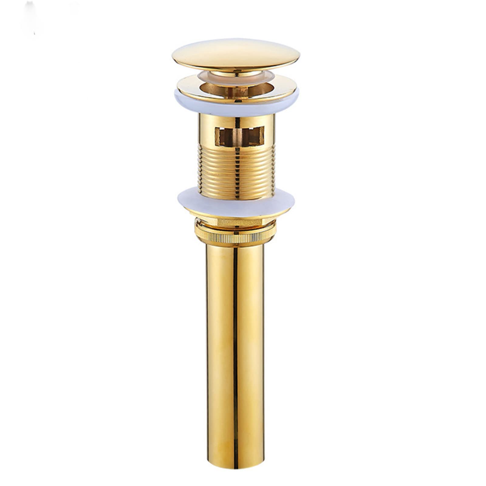 FQYEP Brass Push Button Sink Drain with Overflow - Bathroom Pop Up Drain Kit for 1/4