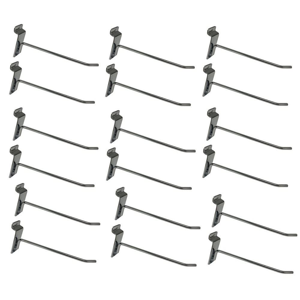 Prolinemax 12 Pcs 6 Inch Chrome Slatwall Hooks - Heavy Duty Metal Retail Display Hangers for Store Shelving & Wall Organization - Perfect for Retail Stores, Boutiques, and Home Garages