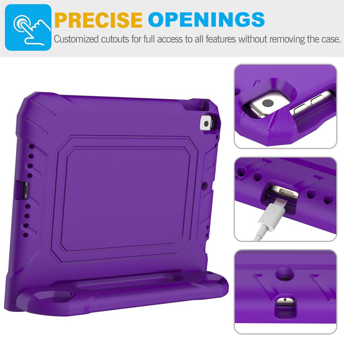 SUPLIK Shockproof Kids Case for iPad 5th/6th Gen (9.7 inch 2017/2018), iPad Air 1/2 & Pro 9.7 - Durable Protective Cover with Handle Stand & Screen Protector - Purple | Perfect for School, Travel & Home Learning
