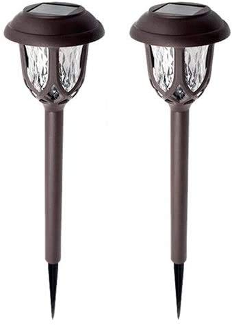 EXCMARK 2 Pack Solar Powered Outdoor Lights - Waterproof Garden Pathway Lights for Walkway, Sidewalk, Driveway - Decorative Landscape Lighting (Brown, Colored) | Perfect for Backyard, Patio, and Lawn Decor