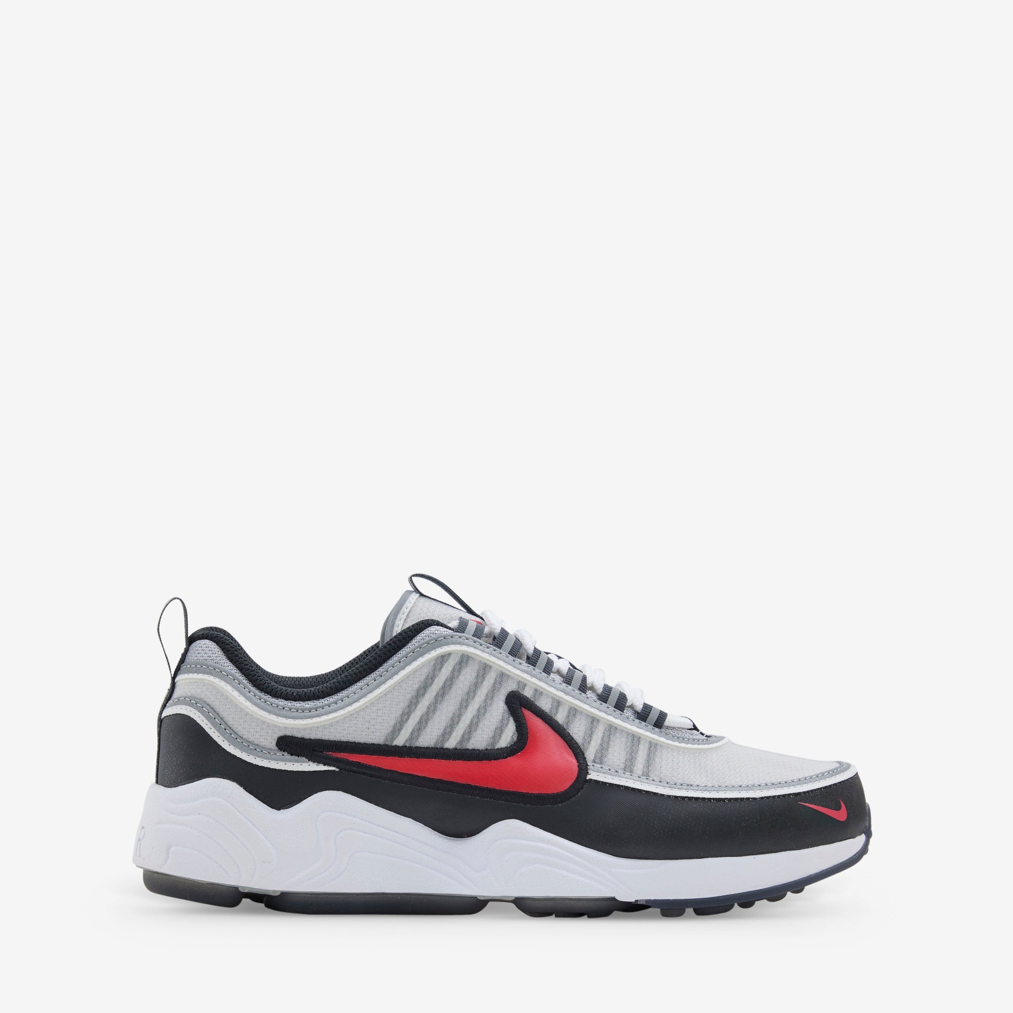 Nike Air Zoom Spiridon Running Shoes - Metallic Silver, Sport Red, Black & White | Lightweight Cushioned Sneakers for Men & Women | Perfect for Jogging, Gym & Casual Wear