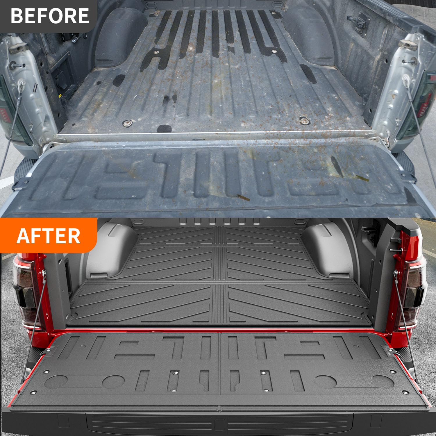 5.5FT Heavy Duty Truck Bed Mat & Tailgate Liner for 2021-2025 Ford F150 | TPE Non-Slip Protection | Perfect for Hauling, Camping & Off-Road Adventures