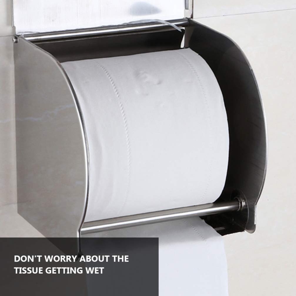 Hemoton 1-Pack Wall Mount Paper Towel Holder - No Drill Bathroom Tissue Roll Stand with Strong Adhesive for Kitchen, Bathroom & Office - Space Saving Toilet Paper Storage Solution