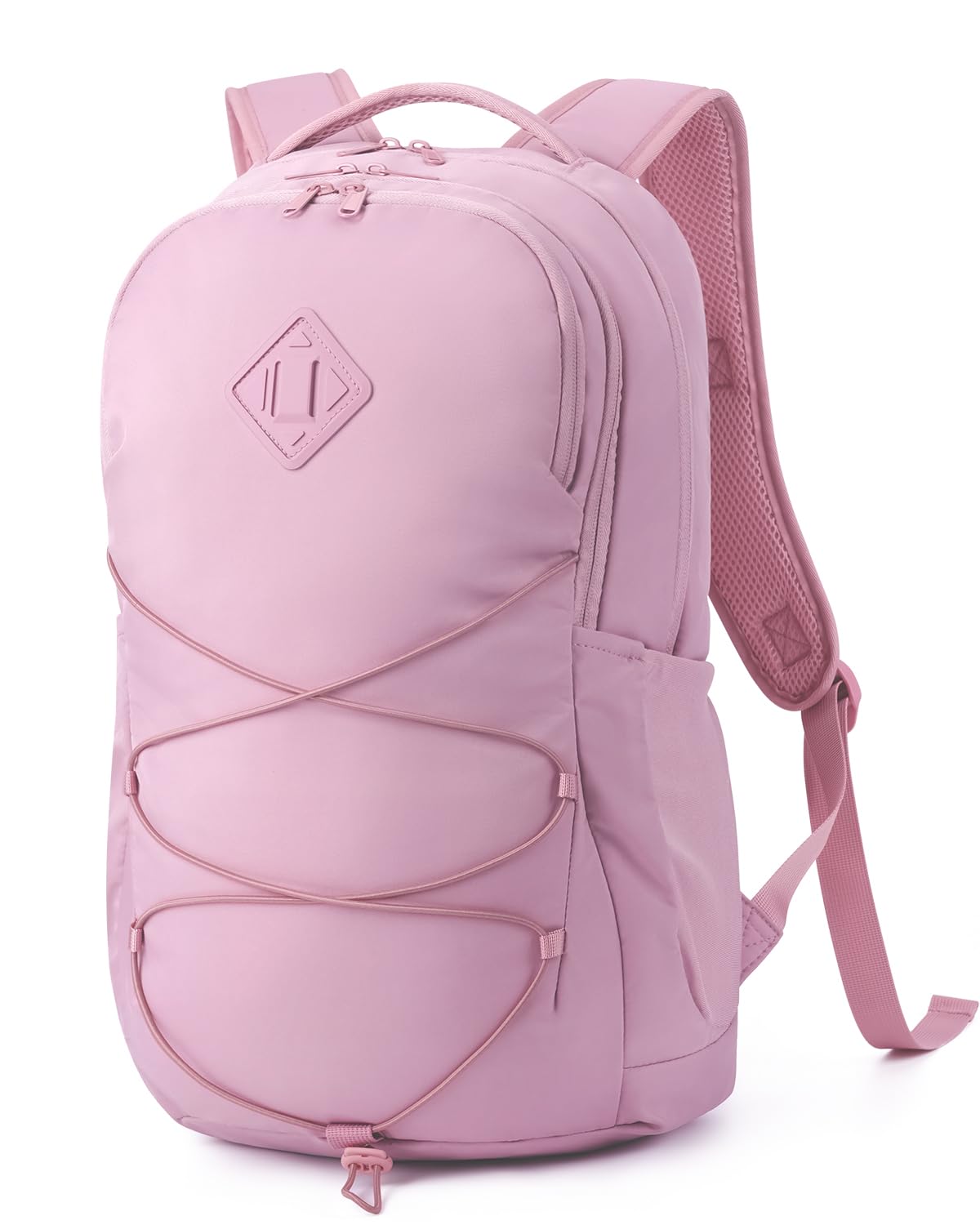 **WANDF 15.6-Inch Laptop Backpack for Women & Men - Airline Approved, Water Resistant, Lightweight Travel Backpack for Business, Commuting & Weekender Trips with Whistle Buckle & Elastic Strap (Pink) - Perfect for Work, School & Travel**